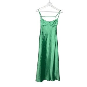 Zara Satin Slip On Dress Green